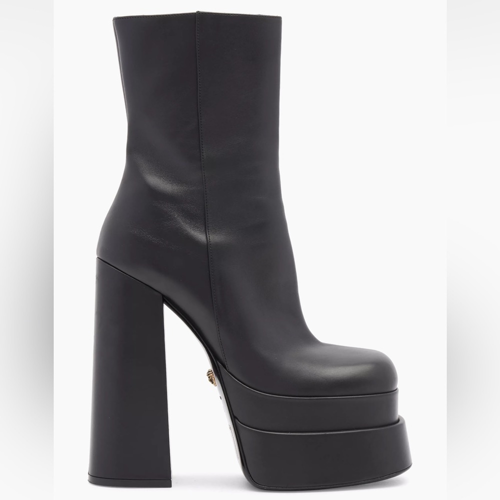 LOWEST! Versace Medusa Aevitas Leather Platform Boots